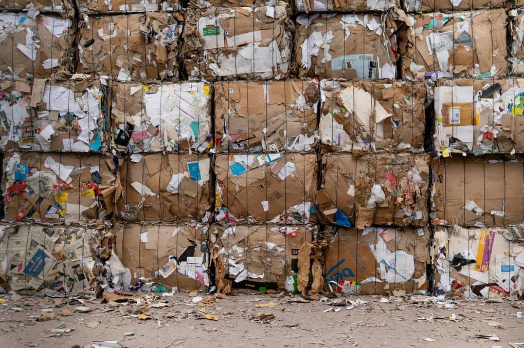 Cartons dans une déchèterie